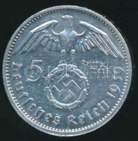Német 3. Birodalom 1939A 5M Ag "Hindenburg" T:2 / German Third Reich 1939A 5 Marks Ag &quo...