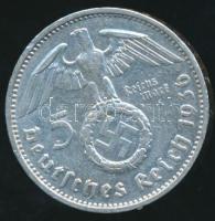 Német 3. Birodalom 1936F 5M Ag "Hindenburg" T:2- / German Third Reich 1936F 5 Marks Ag &qu...