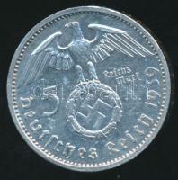 Német 3. Birodalom 1939A 5M Ag "Hindenburg" T:2- / German Third Reich 1939A 5 Marks Ag &qu...
