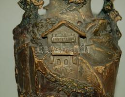 ~1900 Dekoratív sorszámozott cseh kerámia váza 20cm magas. Sorszám után kereshető a kora