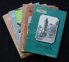 10db Műemlékeink nyomtatvány az 1950-60-as évekből: Feldebrő, A tatai vár, Zsámbék, Visegrád, A sárospataki kollégium, A pesti belvárosi plébániatemplom, Az aquincumi amfiteátriumok, Az egri liceum, A diósgyőri vár, A keszthelyi Festetics-kastély