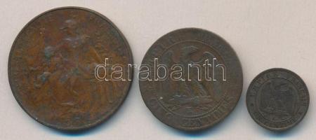 Franciaország 1862K 1c + 1864K 5c + 1917. 10c T:2,3 / France 1862K 1 Centimes + 1864K 5 Centimes + 1917. 10 Centimes C:XF,F