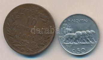 Olaszország 1894B/I 10c + 1921R 50c T:3,2 / Italy 1894B/I 10 Centesimi + 1921R 50 Centesimi C:F,VF