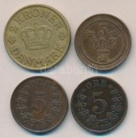 Svédország 1880. 5Ö + Norvégia 1896. 5Ö + 1907. 5Ö + Dánia 1925. 2K T:2,2-,3 / Sweden 1880. 5 Öre + Norway 1896. 5 Öre + 1907. 5 Öre + Denmark 1925. 2 Kroner C:XF,VF,F