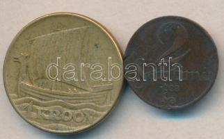Lettország 1928. 2S + Észtország 1934. 1K T:3,3/2- / Latvia 1928. 2 Senti + Estonia 1934. 10 Kroon C:F,F/VF