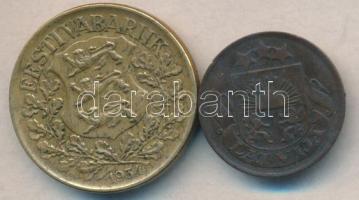 Lettország 1928. 2S + Észtország 1934. 1K T:3,3/2- /
Latvia 1928. 2 Senti + Estonia 1934. 10 Kroon C...