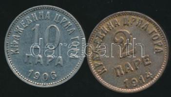 Montenegró 1906. 10P + 1914. 2P T:2,2- / Montenegro 1906. 10 Para + 1914. 2 Pare C:XF,VF