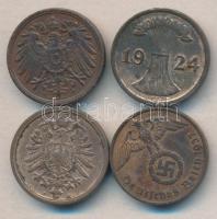Német Birodalom/Weimari Köztársaság/Német 3. Birodalom 1875A 2Pf + 1912A 2Pf + 1924G 2Pf + 1937F. 2P...