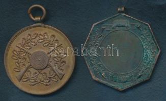 2db régi sportérem: 1906. Br Lövész díjérem + "Magyar Úszó Egyesület" Br díjérem T:2