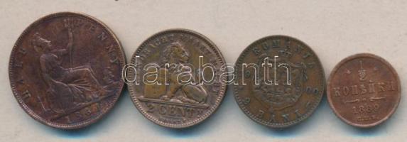 Nagy-Britannia 1861. 1/2P + Cári Oroszország 1889. 1/2k + Románia 19002B + Belgium 1910. 2c T:2,3 /
...