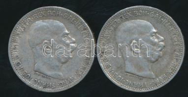 Ausztria 1914-15. 1K Ag (2x) T:2- / Austria 1914-15. 1 Corona Ag (2x) C:VF