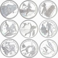 Franciaország 1989-1991. 100Fr Ag "XVI. Téli Olimpia" 9db-os sorozata! T:PP
France 1989-19...