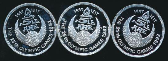 Egyiptom 1992. 5L Ag (3x) "XXV. Nyári Olimpia" T:PP 25000db / 
Egypt 1992. 5 Livres Ag (3x...