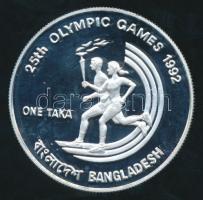 Banglades 1992. 1T Ag "XXV. Nyári Olimpia" T:PP /  Bangladesh 1992. 1 Taka Ag "25th Summer Olympics / Barcelona" C:PP