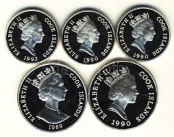 Cook-szigetek 1990-1992. 5$ Ag + 10$ Ag (2x) + 50$ (2x) "Nyári és Téli Olimpia" sorozat T:...
