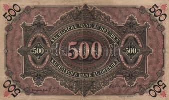 Német Birodalom/Császárság/Szászország/Sächische Bank 1890. 500M T:III+ /
German Empire/Saxony/Sächi...