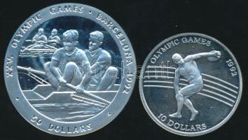 Niue 1989-1991. 10$ Ag + 50$ Ag "XXV. Nyári Olimpia" T:PP /  Niue 1989-1991. 10 Dollars Ag + 50 Dollars Ag "Summer Olympics - Barcelona" C:PP