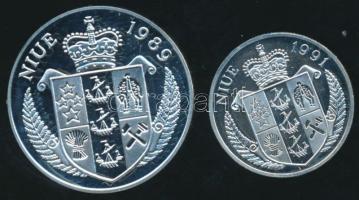 Niue 1989-1991. 10$ Ag + 50$ Ag "XXV. Nyári Olimpia" T:PP / 
Niue 1989-1991. 10 Dollars Ag...