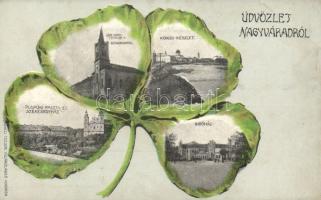 Nagyvárad with railway station, clover litho (EB)