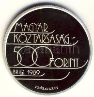1989. 500Ft Ag "XVI. Téli Olimpia / Köztársaság" PRÓBAVERET T:PP Csak 50db! R! /  Hungary 1989. 500 Forint Ag "Winter Olympics / Republic" "TRIAL STRIKE" C:PP Only 50 examples! RARE