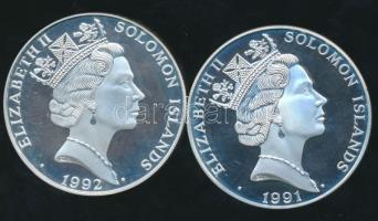 Salamon szigetek 1991-1992. 10$ Ag (2x) "XXV. Nyári Olimpia" T:PP /  Solomon Islands 1991-1992. 10 Dollars Ag (2x) "25th Summer Olympics" C:PP
