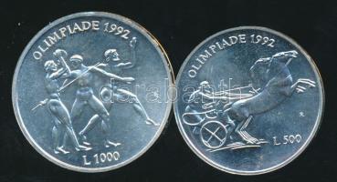 San Marino 1992. 500L Ag + 1000L Ag "XXV. Nyári Olimpia - Barcelona" T:1 /  San Marino 1992. 500 Lira Ag + 1000 Lira Ag "Barcelona Summer Olympics" C:UNC