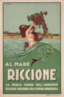 Riccione sea, nude, artist signed litho (EK)