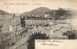 Arona piazza with café