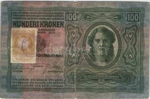 1912. 100K ritka szerb-horvát-szlovén bélyeggel T:IV