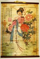 Kínai fa-akvarell falikép / Wood-akvarell picture 36x25 cm