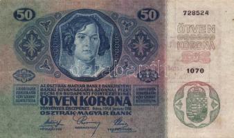 1902. 1000k + 1912. 100K + 1914. 50K + 1915. 10K mindegyik "Felülbélyegzés 1919. jan.16. Szent-...