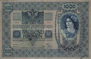 1902. 1000k + 1912. 100K + 1914. 50K + 1915. 10K mindegyik "Felülbélyegzés 1919. jan.16. Szent-...