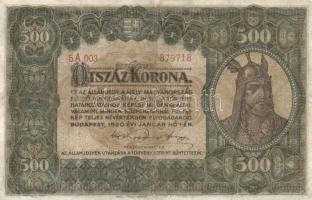 1920. 500K "Orell Füssli Zürich" T:restaurált (III) + 1923. 1000K "8 FILLÉR NYOLC FIL...