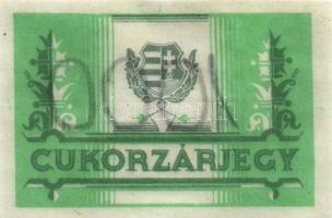 Kossuth címerrel ellátott cukorzárjegy (8x),mindegyik hátulján ceruzával értékjelzés:10,200,1000 T:I...