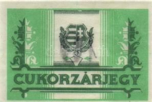 Kossuth címerrel ellátott cukorzárjegy (8x),mindegyik hátulján ceruzával értékjelzés:10,200,1000 T:I...