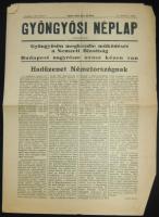 1945 Gyöngyösi néplap január 6.-i száma, benne hadüzenet Németországnak