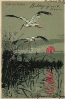 Storks Emb. litho