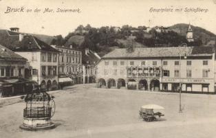 Bruck an der Mur main square, castle hill, Café Europa