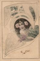 Art nouveau, lady, M. Munk