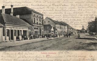 Székelykeresztúr main square with the shops of László Lengyel and Rósler & Gábor