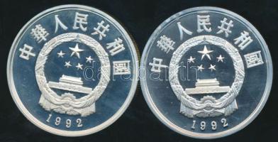 Kínai Köztársaság 1992. 10Y Ag (2x) "XVII. Téli Olimpia" klf motívumokkal! T:PP 30.000db! ...