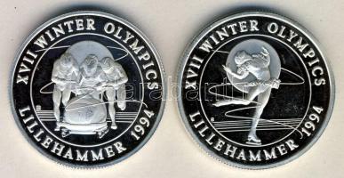 Turks- és Caicos-szigetek 1993-1994. 20C Ag (2x) "XVII. Téli Olimpia" korcsolyázóval! T:PP...