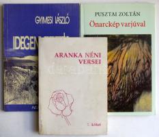 3 db dedikált verses kötet: Aranka néni versei, Gyimesi László: Idegenvezetés, Pusztai Zoltán: Önarckép varjúval