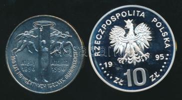 Lengyelország 1995. 2Zl CuNi + 10Zl Ag pár "Olimpiai Játékok 1896-1996" T:PP 20.000db! / Poland 1995. 2 Zlotych CuNi + 10 Zlotych Ag pair "100th Anniversary of the Olympics" C:PP 20.000 examples!