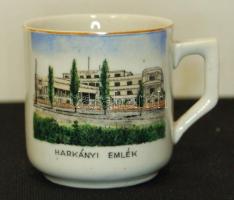 "Harkányi emlék" felirattal díszített Zsolnay jelzett porcelán kis csésze / Zsolnay coffee cup 6cm