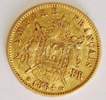 Franciaország/II.Császárság/III.Napóleon 1864BB 20Fr Au 6,45g T:2- /
France/Second Empire/Napoleon I...