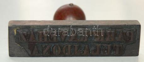 "Park Kávéház Tulajdona" feliratú régi bélyegző 8x11cm