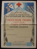 cca 1930 Olasz Vöröskereszt litho emléklap Mussolini idézettel / Italian Litho conmemorative card with Mussolini quote