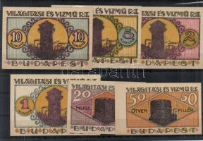 Budapest 1920. "Világítási és Vízmű R.T." 20f, 50f, 1K, 2K, 5K, 10K T:I