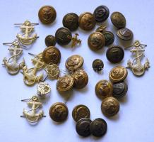 20 db gomb és tengerész sapkajelvények / sailor buttons and cap badges